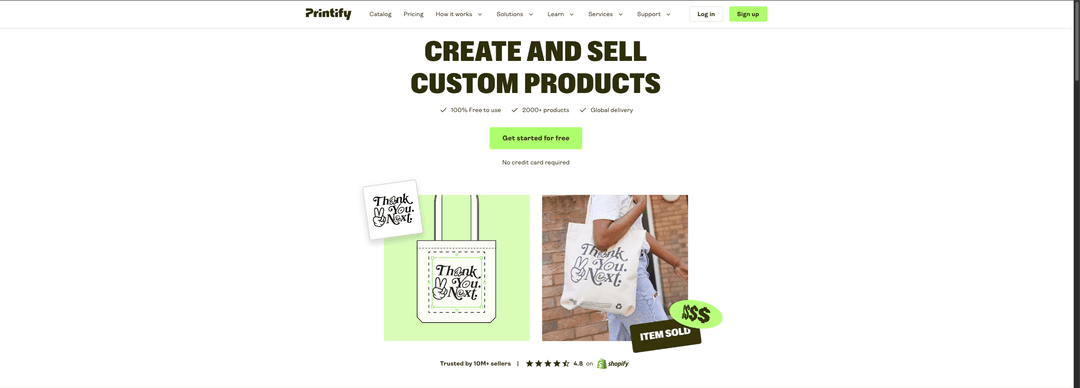 Printify's home page