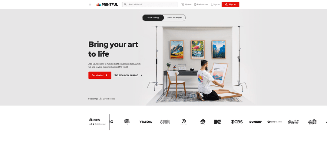 Printful's home page